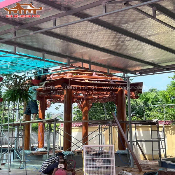 Lắp Dựng Lầu Lục Giác Gỗ Lim Nam Phi Tại An Lão, Hải Phòng