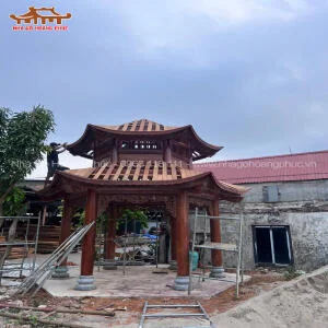 Bán lầu trà lục giác 2 tầng mái - Gỗ lim xanh Nam Phi