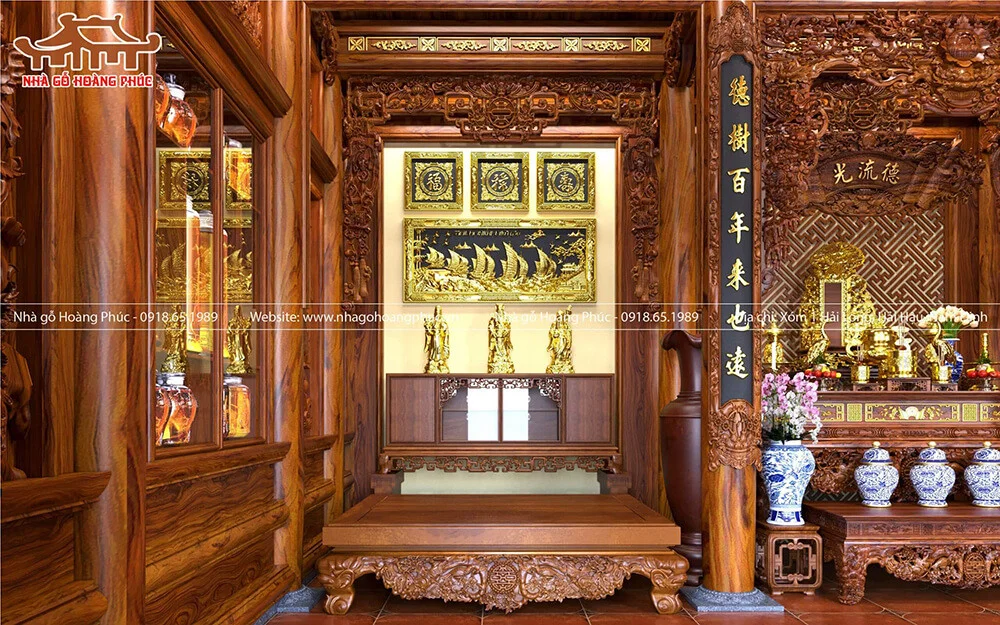 Nội thất nhà gỗ 3 gian