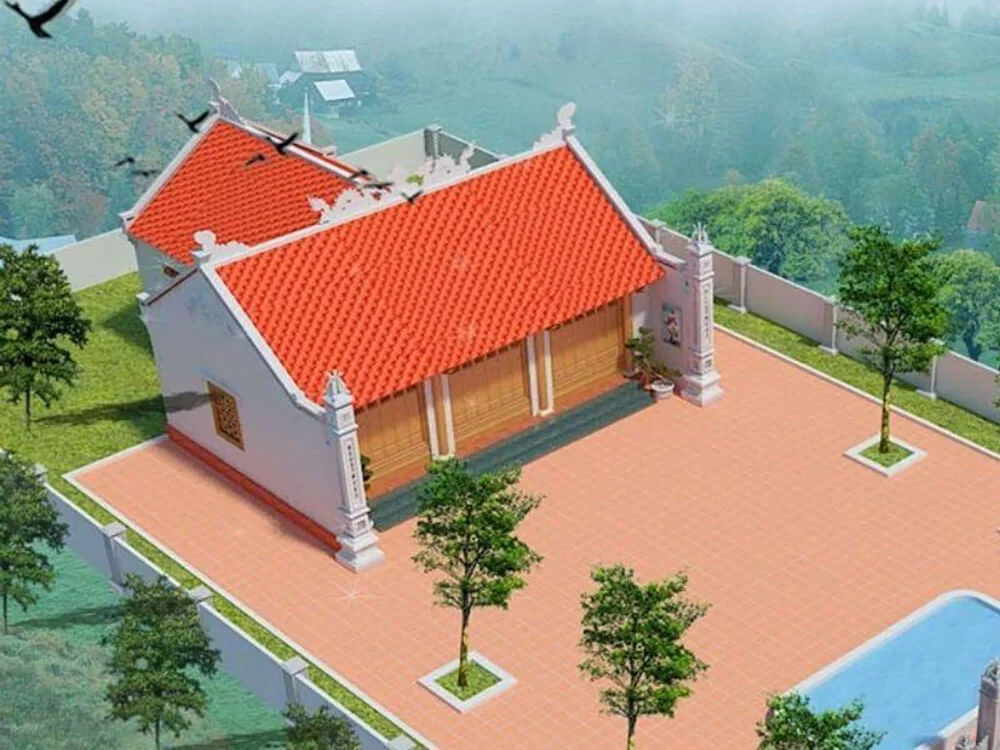  Mặt bằng nhà gỗ 3 gian có hậu cung