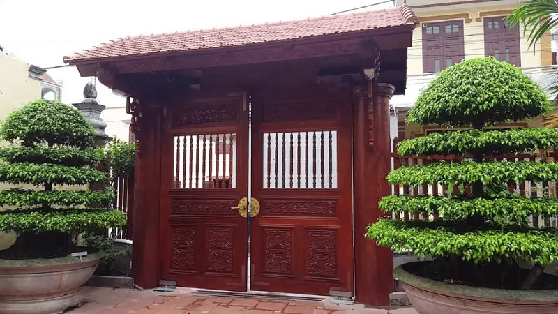 Cổng gỗ 2 mái