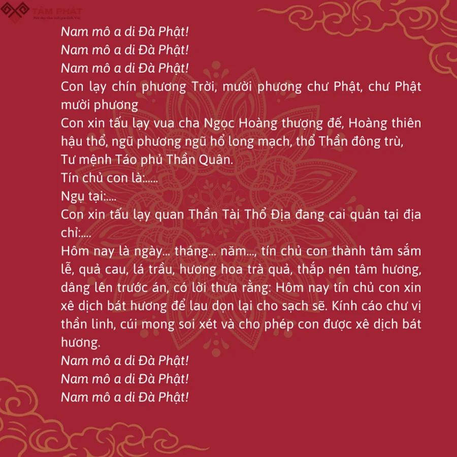 Bài văn khấn xin xê dịch bát hương